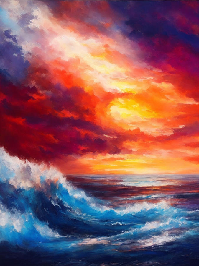 The Fiery Sky Seascape 1 Painting by Faye Giblin - Fine Art America