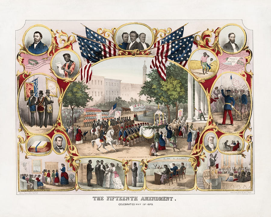 The Fifteenth Amendment Celebration Lithograph - Circa 1870 Painting by War Is Hell Store