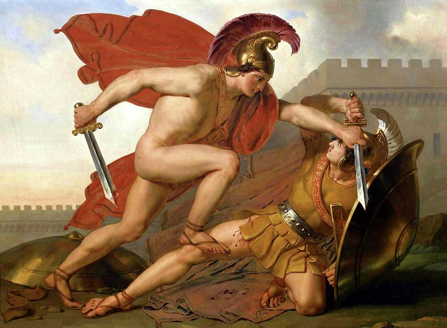 Neoclassicism Painting - The Fight  by Anne Louis Girodet de Rousy-Trioson