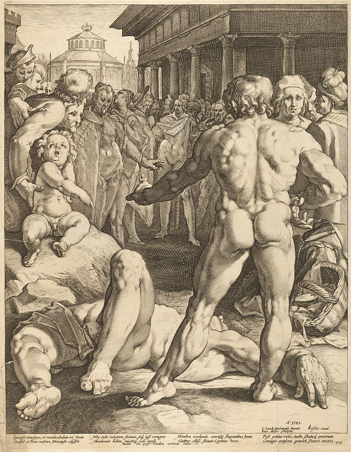 The Fight Between Ulysses and Irus Drawing by Jan Muller