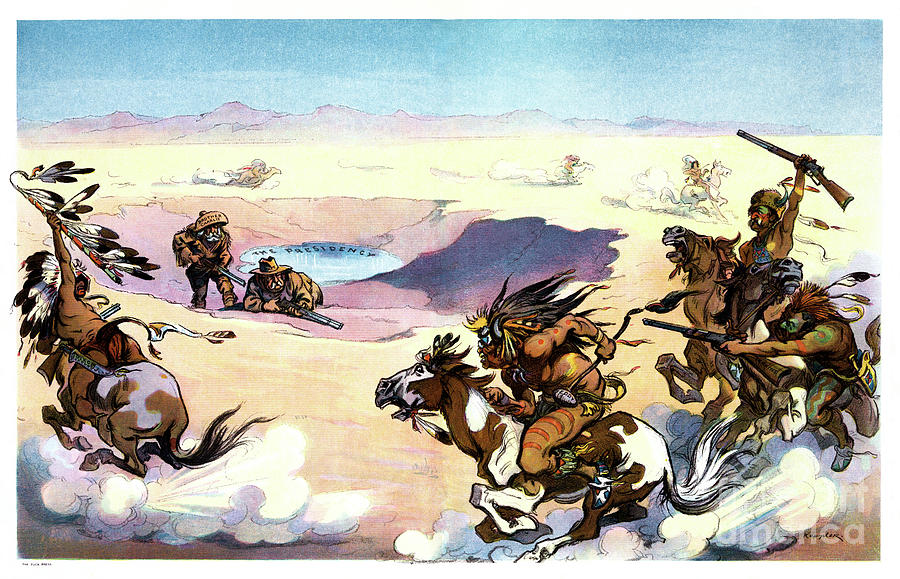 The Fight for the Water Hole Drawing by Sad Hill - Bizarre Los Angeles Archive