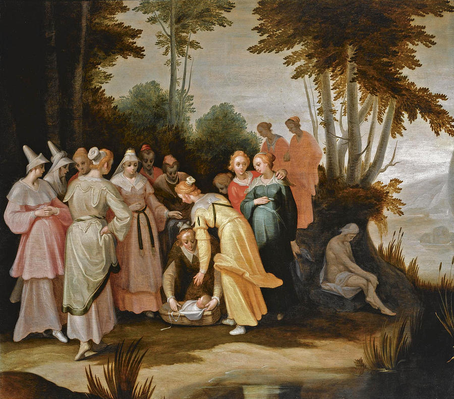 The Finding Of Moses Painting by Circle of Cornelis Cornelisz van Haarlem