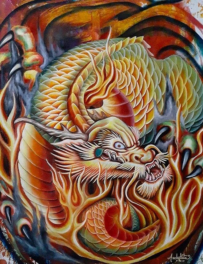 The Fire Dragon Painting by Ruben Archuleta - Art Gallery