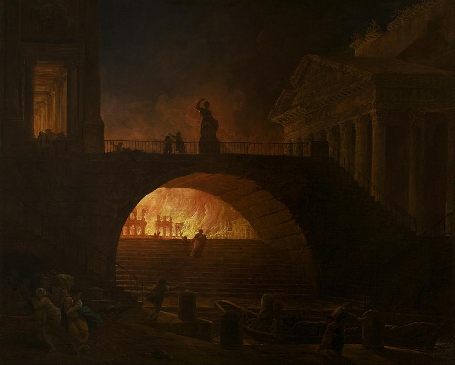 The Fire of Rome - Hubert Robert Painting by War Is Hell Store
