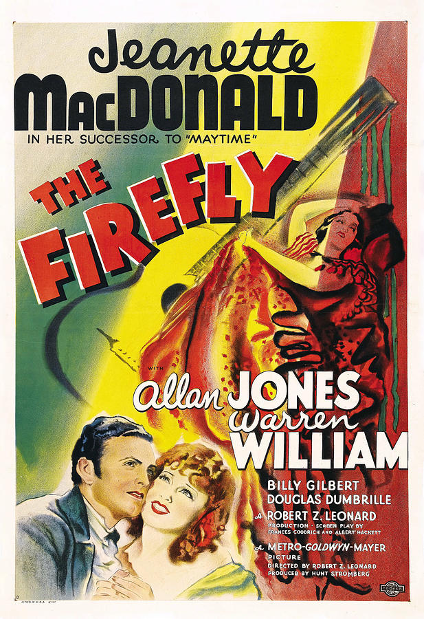 Vintage Mixed Media - The Firefly, with Jeanette MacDonald and Allan Jones, 1937 by Movie World Posters