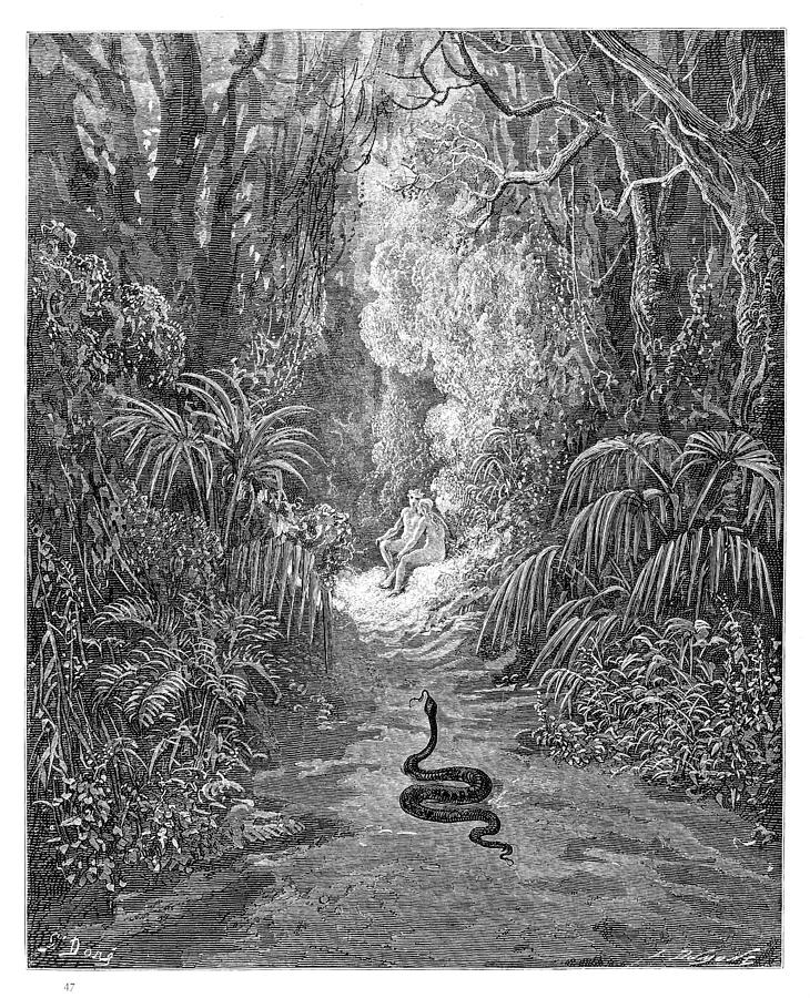 The first approach of the serpent engraving 1885 Drawing by Thepalmer