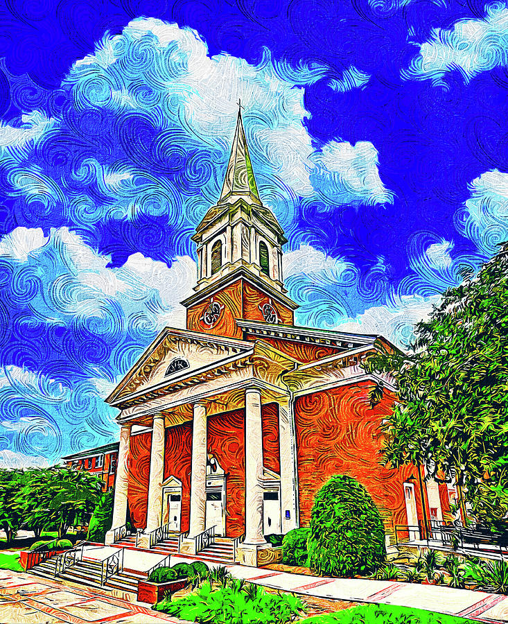 The First Baptist Church of Tallahassee - impressionist painting Digital Art by Nicko Prints