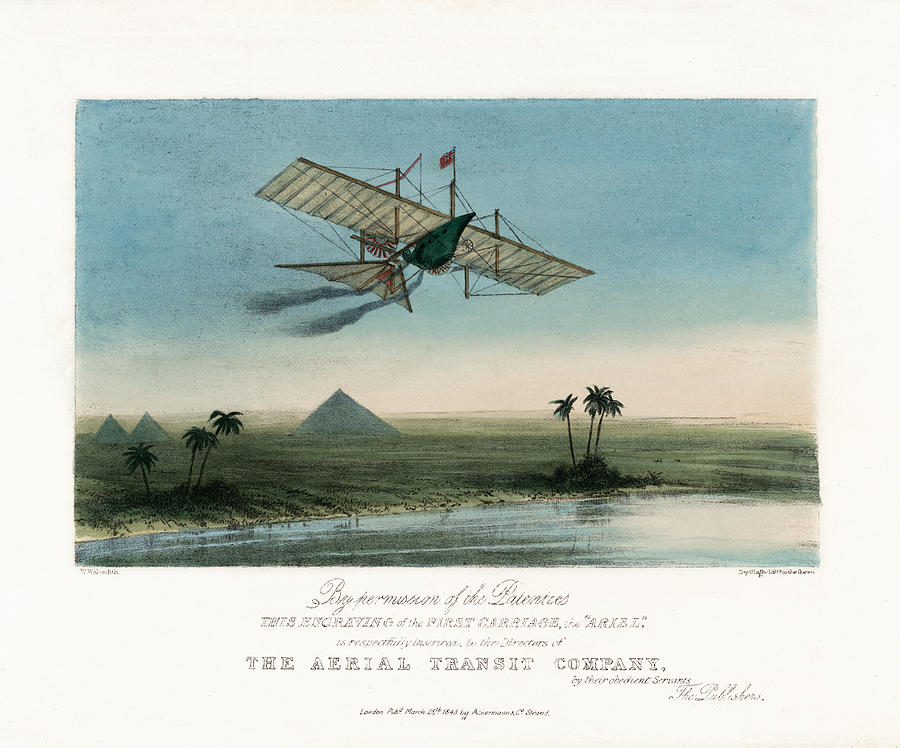 The First Carriage Of The Aerial Transit Company - Flying Over Egypt - 1853 Mixed Media by War Is Hell Store