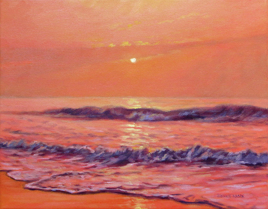 Beach Painting - The First Day-Sunrise on the Beach by Bonnie Mason