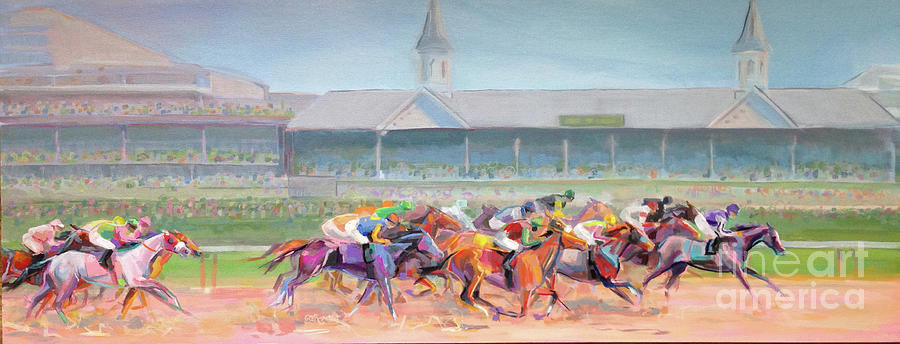 Horse Racing Painting - The First Saturday in May by Kimberly Santini