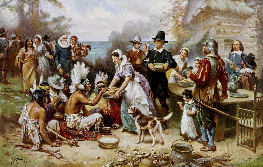 Jean Leon Gerome Ferris Painting - The First Thanksgiving by Jean Leon Gerome Ferris