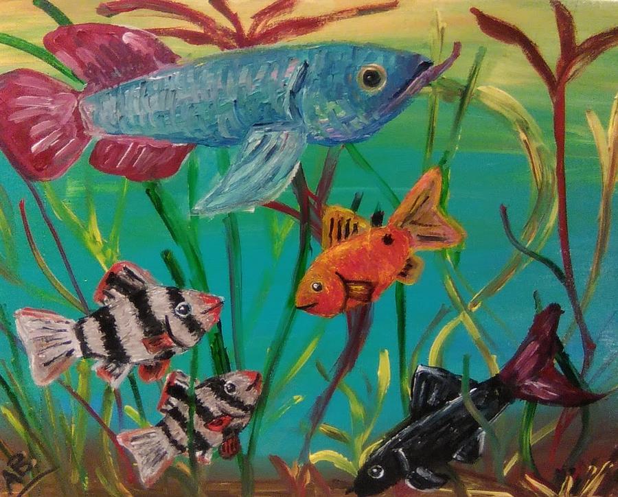 The Fish in the Reeds Painting by Andrew Blitman