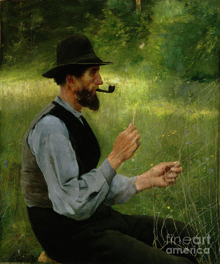 The fisherman, 1886 Painting by O Vaering by Asta Noerregaard