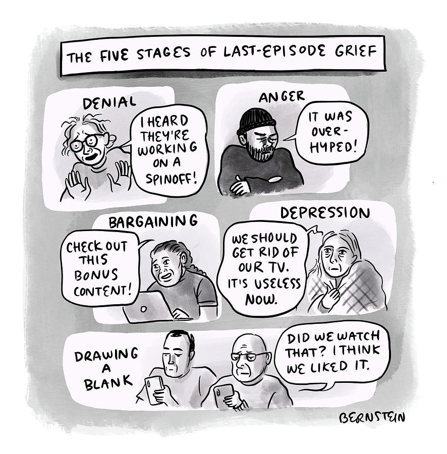 The Five Stages of Last Episode Grief Drawing by Emily Bernstein