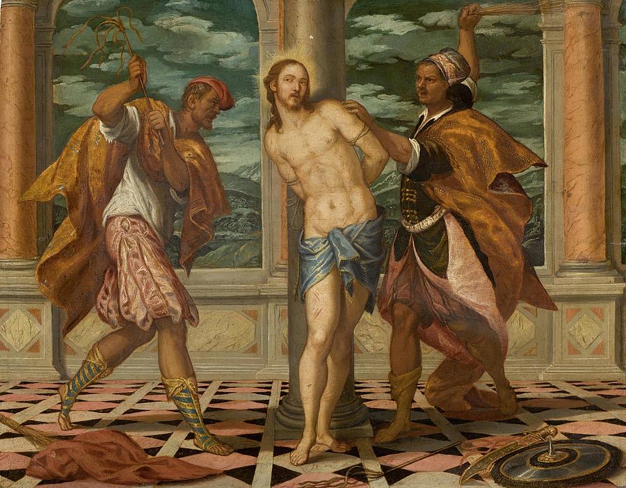 Jesus Christ Drawing - The Flagellation by Follower Of Paolo Veronese Italian