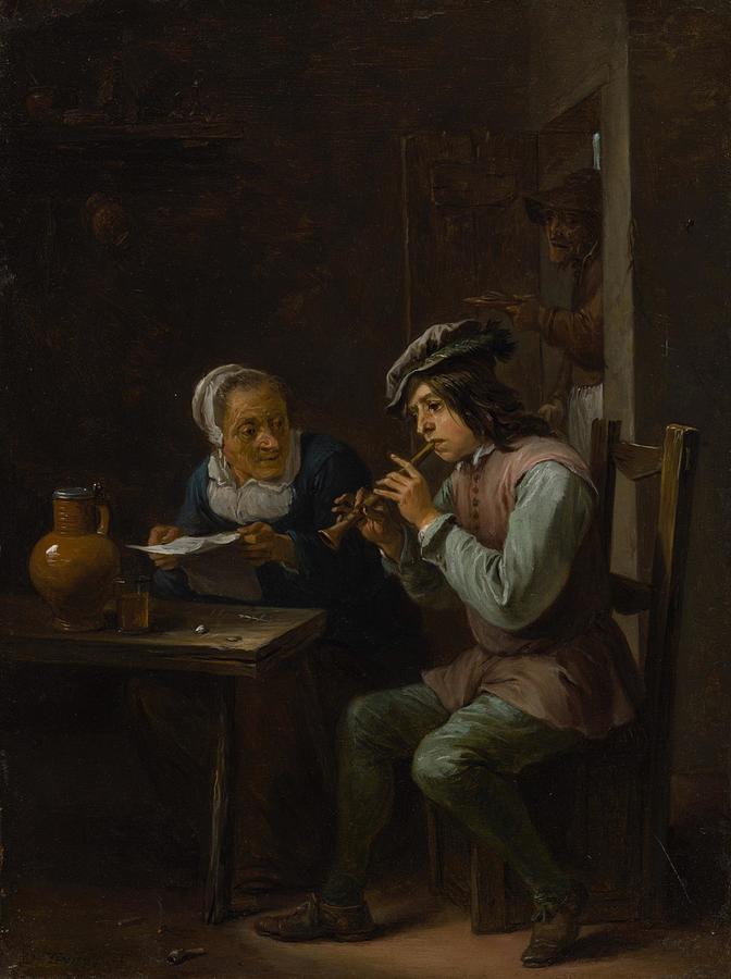 The Flageolet Player Drawing by David Teniers The Younger Flemish | Pixels