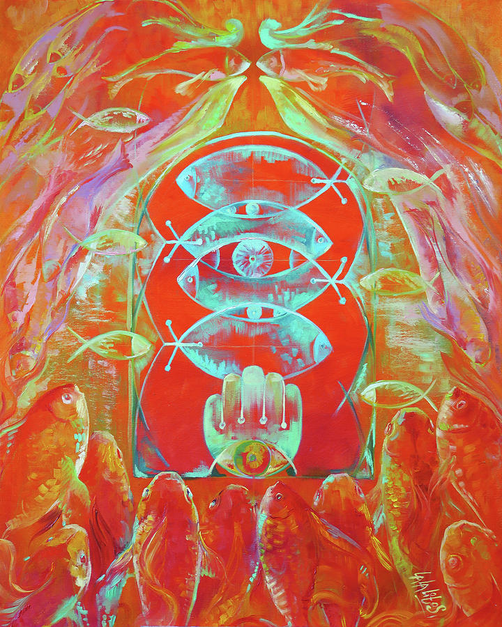 The Flaming Fish. Opening the Opportunities. Painting by Lala Lotos
