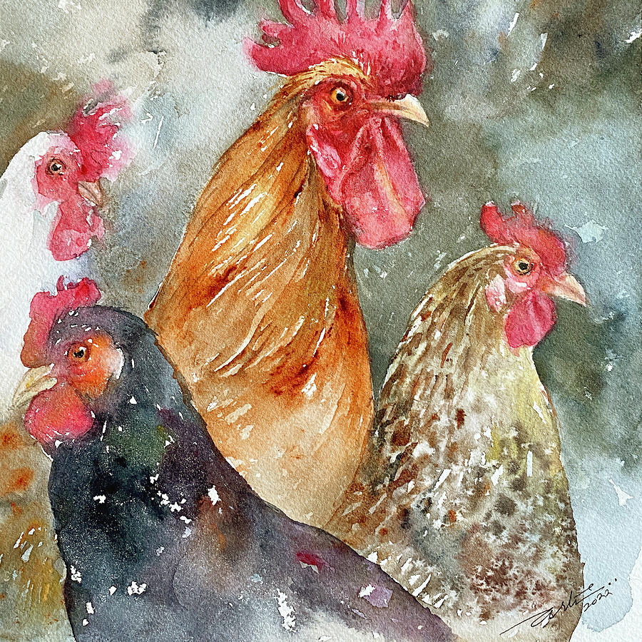 The Flock_Chickens Painting by Arti Chauhan