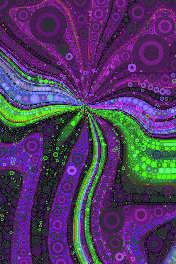 The Flower at Night - Purple Meets Green Digital Art by Peggy Collins