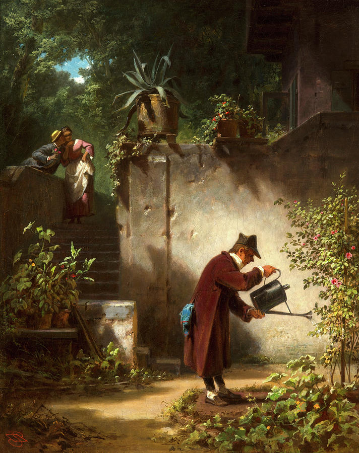 Carl Spitzweg Painting - The Flower Friend 1850s by Carl Spitzweg 1808-1885