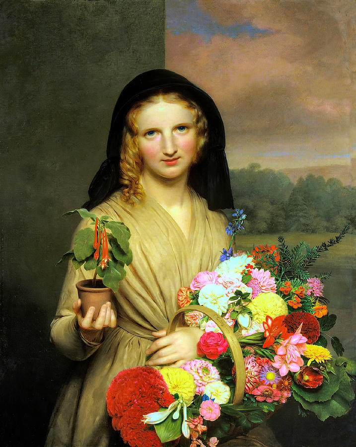 The Flower Girl 1846 Painting by Charles CromwellIngham