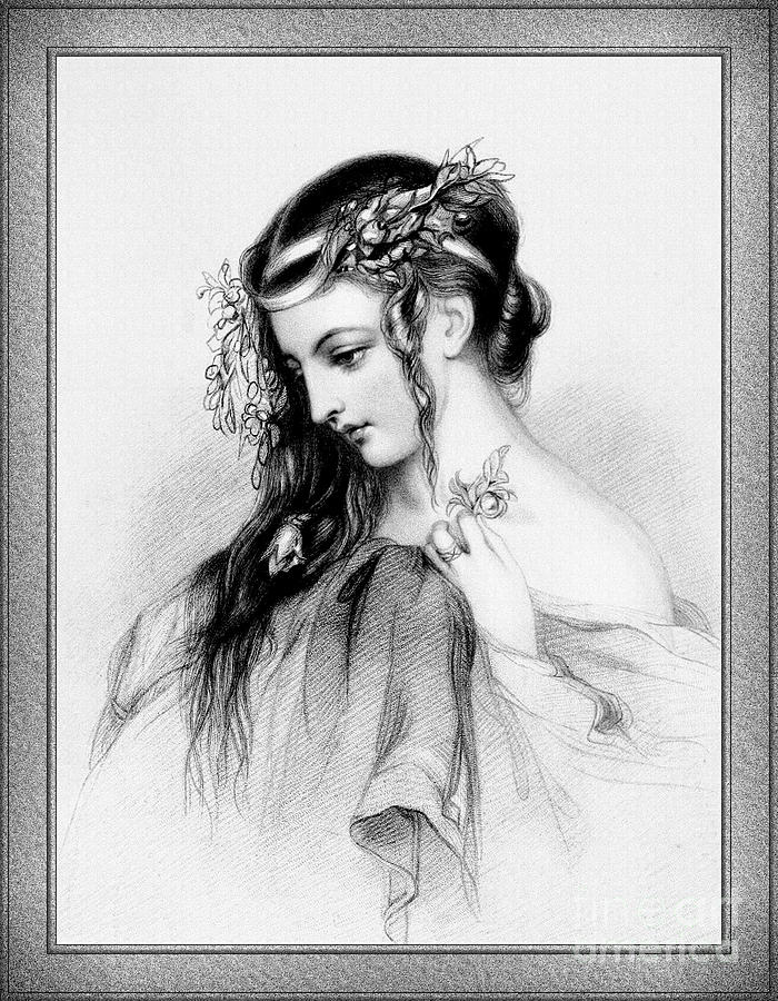 The Flower Girl Old Masters Fine Art Illustration Drawing by Rolando Burbon