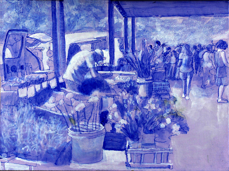 The Flower Vendor Drawing Painting by David Zimmerman