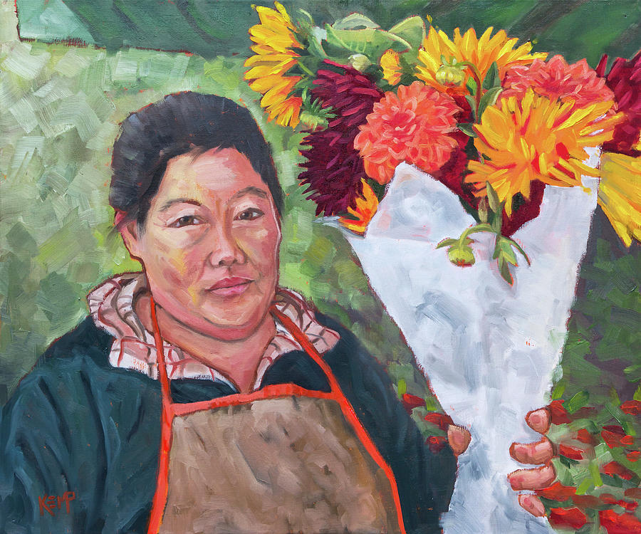 Sunflower Painting - The Flower Vendor by Tara D Kemp