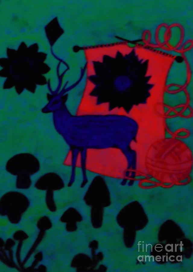 The Fluo Blue Deer  Painting by Tania Stefania Katzouraki