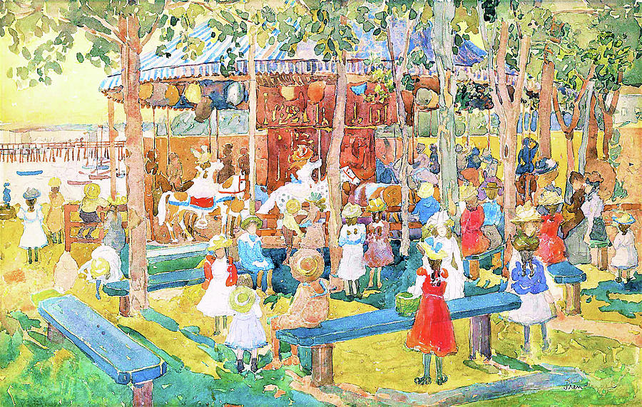 The Flying Horses - Digital Remastered Edition Painting by Maurice Brazil Prendergast