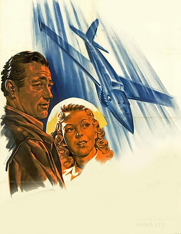 John Wayne Painting - The Flying Tigers, 1942, movie poster base painting by Movie World Posters
