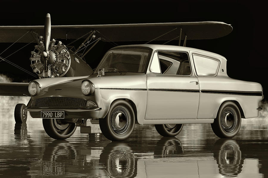 The Ford Anglia123E Deluxe - A Classic Performance Car Digital Art by Jan Keteleer