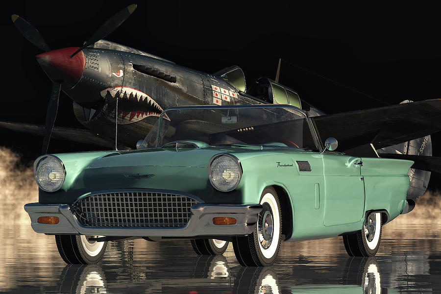 The Ford Thunderbird An American Sports Car From The Fifties Digital Art by Jan Keteleer