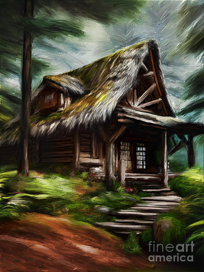   The forest house Digital Art by Andrzej Szczerski