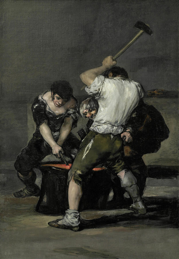Francisco Goya Painting - The Forge by Francisco Goya