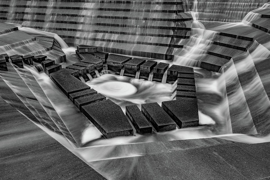 The Fort Worth Water Gardens In Black and White Photograph by Gregory Ballos