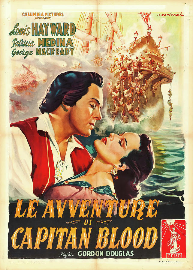 The Fortunes of Captain Blood, 1950 - art by Alfredo Capitani Mixed Media by Movie World Posters
