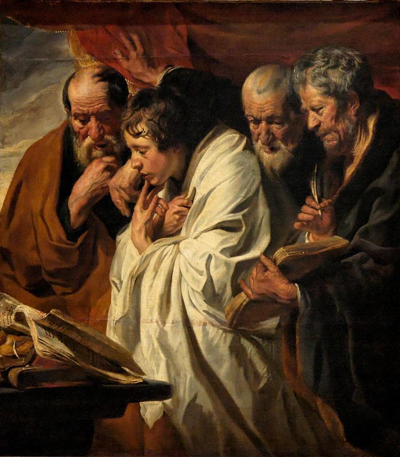 Jacob Painting - The Four Evangelists by Jacob Jordaens