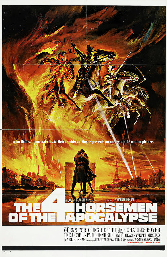 Glenn Ford Mixed Media - The Four Horsemen of the Apocalypse, 1962 - art by Roger Soubie by Movie World Posters