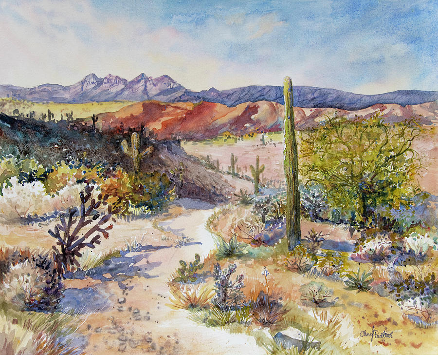 The Four Peaks In Arizona Painting by Cheryl Prather