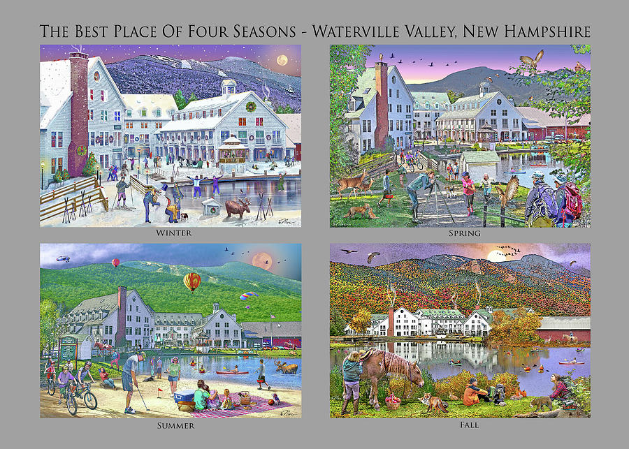 The Four Seasons at Waterville Valley, New Hampshire Digital Art by Nancy Griswold