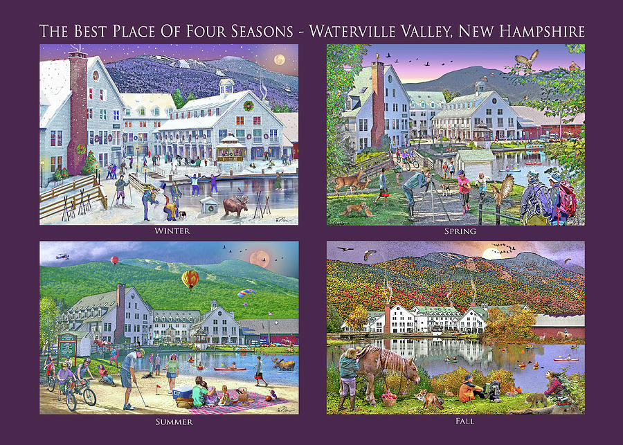 The Four Seasons at Waterville Valley, NH Digital Art by Nancy Griswold