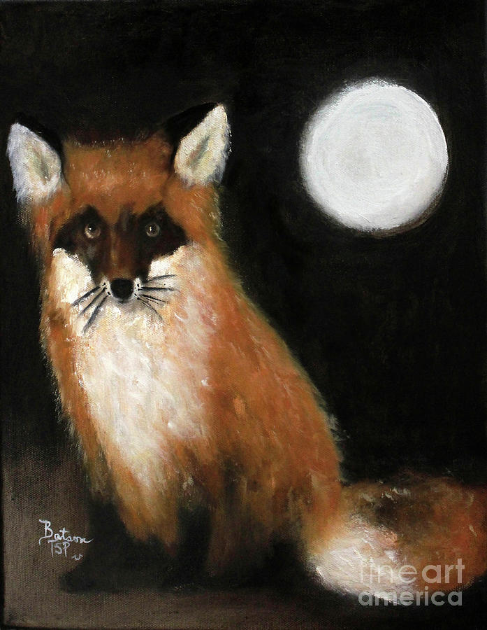 The Fox And The Moon Painting by Barbie Batson