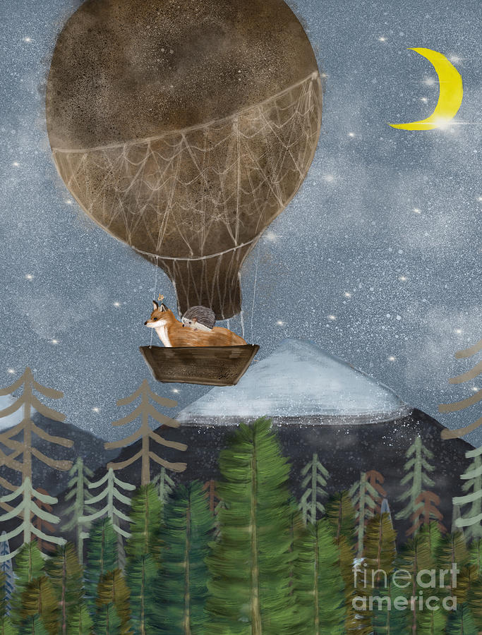 Nursery Painting - The Fox The Hedgehog And Little Field Mouse Adventure by Bri Buckley