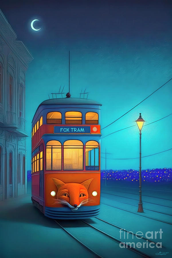 The Fox Tram Digital Art by Jutta Maria Pusl