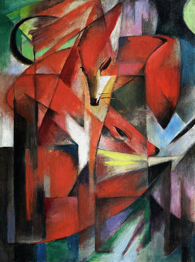 Franz Marc Painting - The Foxes by Franz Marc