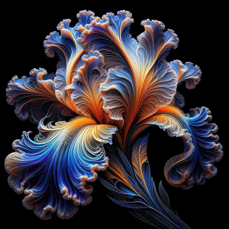 Blue Iris Digital Art - The Fractal Flora Waltz by Bill And Linda Tiepelman