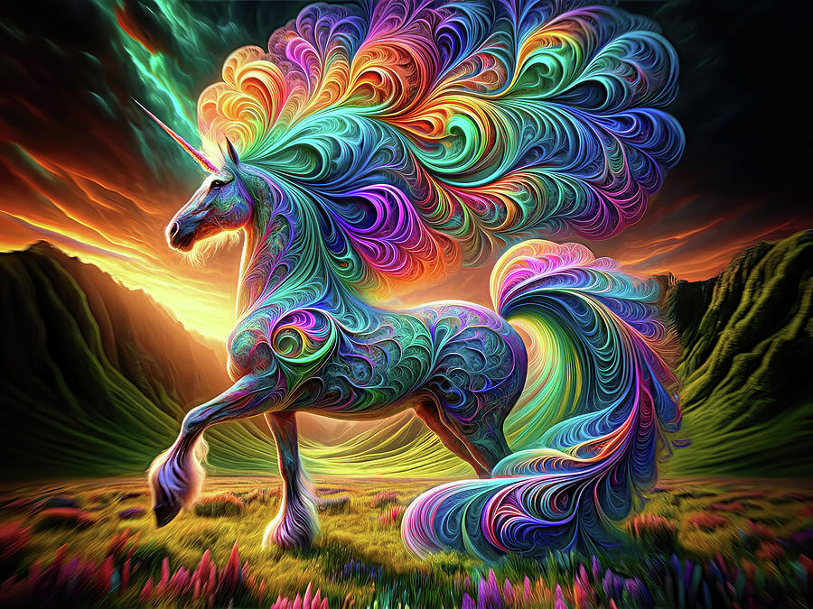 The Fractal Unicorn Digital Art by Bill And Linda Tiepelman