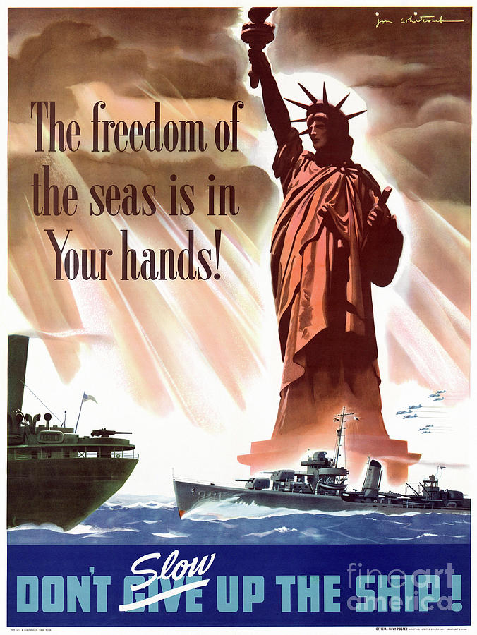 The Freedom of the Deas is in Your Hands, c1943 Drawing by Jon Whitcomb