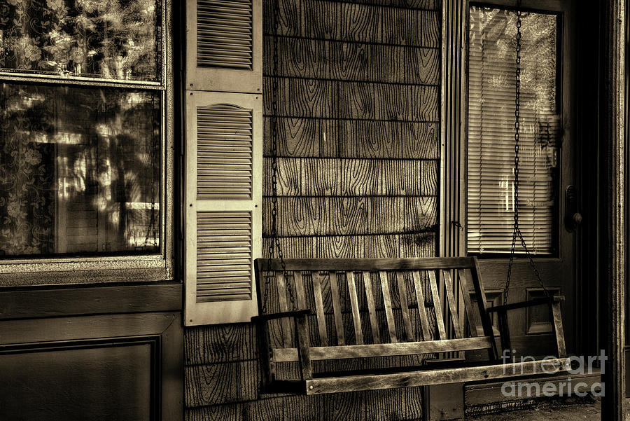 The Front Porch Swing sepia Photograph by Paul Ward - Fine Art America